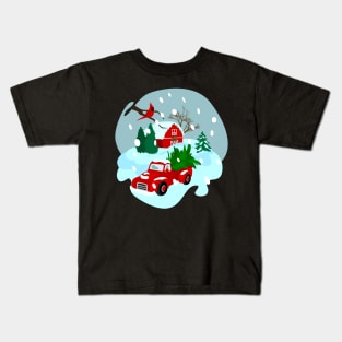 Christmas farm design Kids T-Shirt